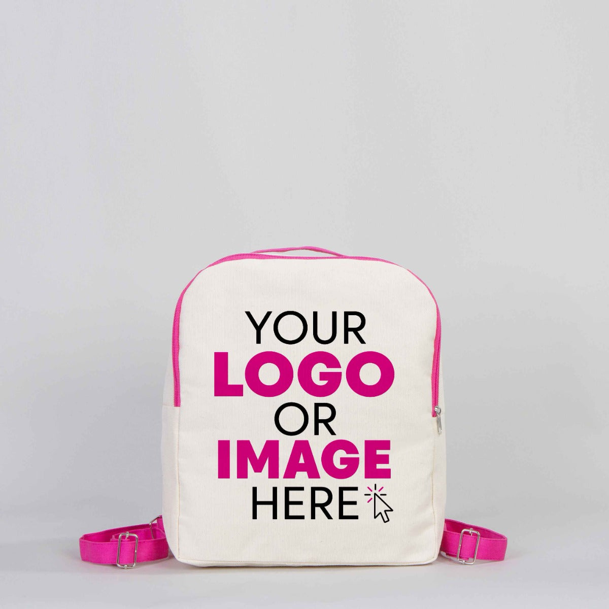 VIP Canvas Backpack 10"W x 13"H x 4"L (25 cm x 32 cm x 10 cm) - Fuchsia (Customize)