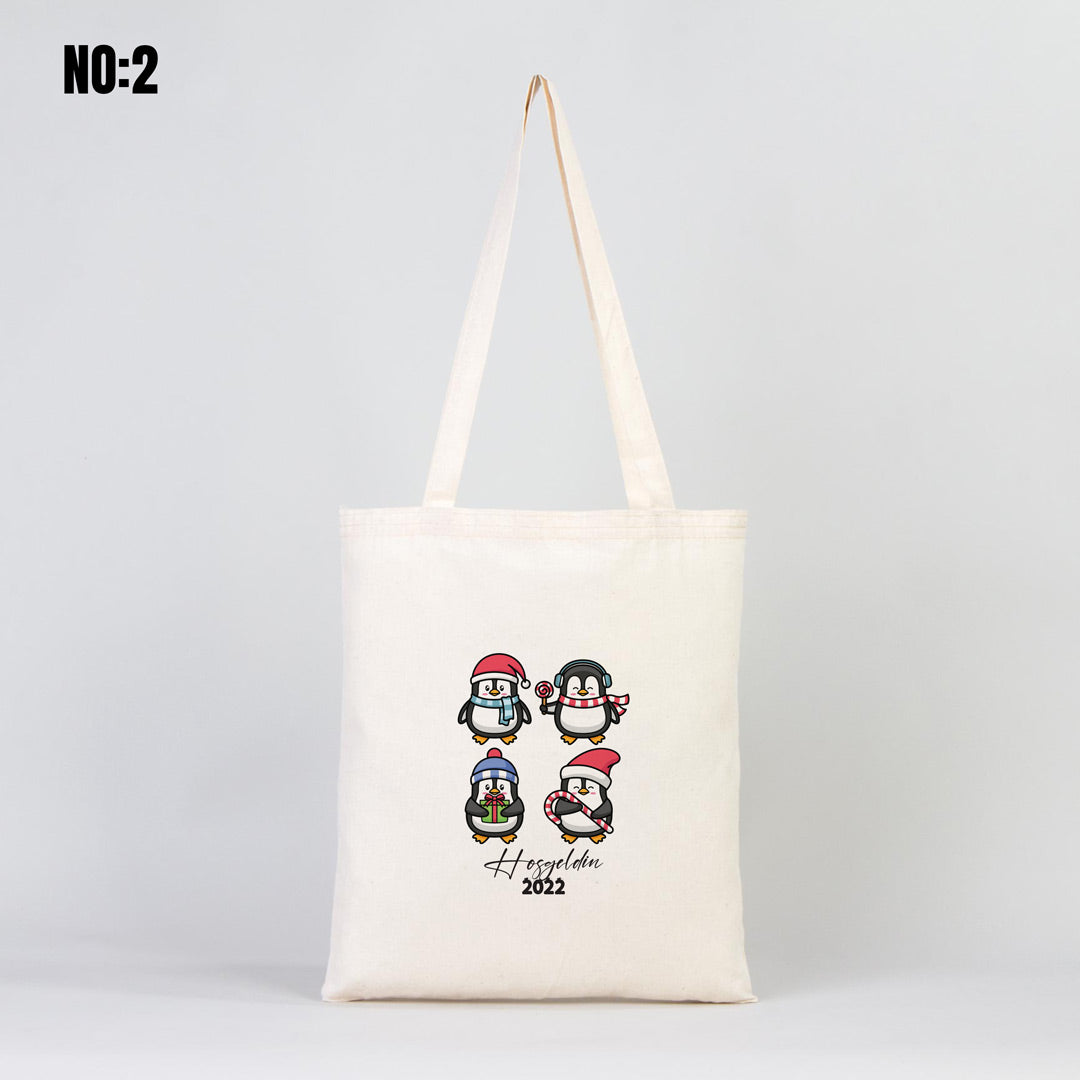 Merry Christmas Printed Tote Bag 14" W x 16" H (35 cm x 40 cm) - (Customize)