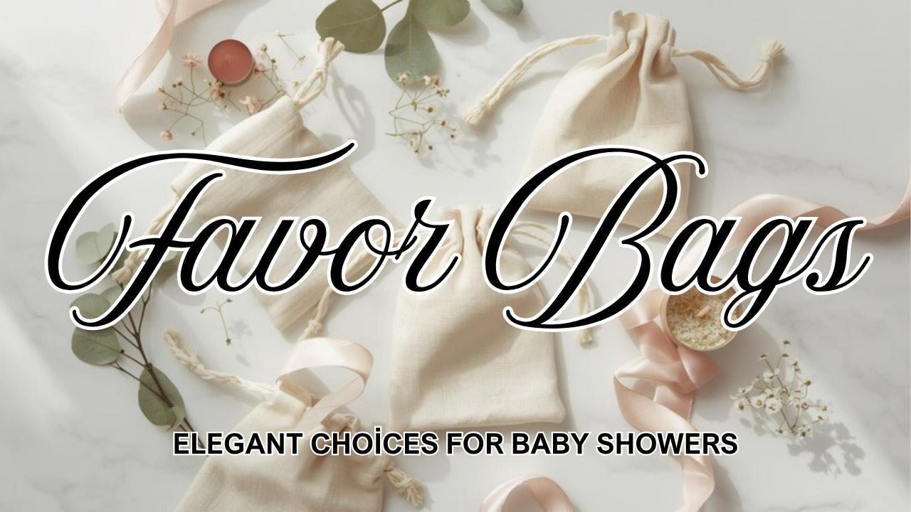 Custom cotton baby shower favor bags by theme