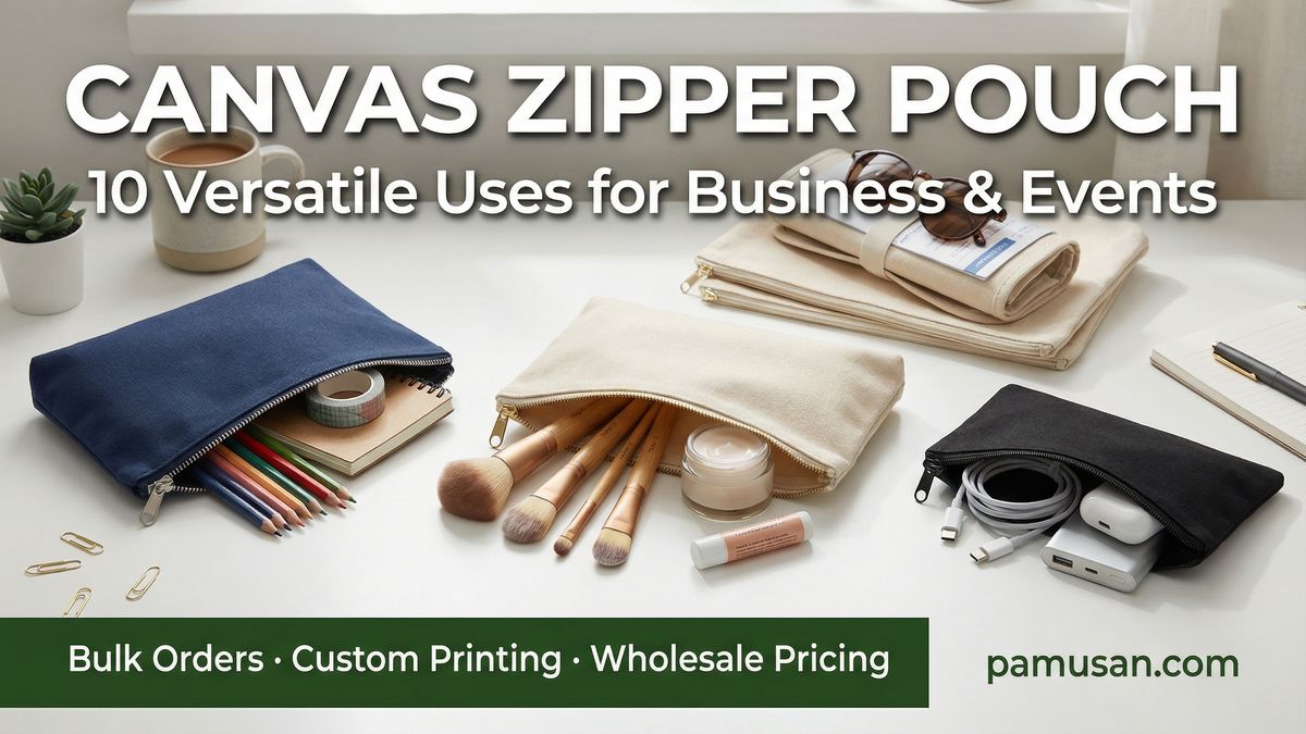 Canvas zipper pouch versatile uses for business and events