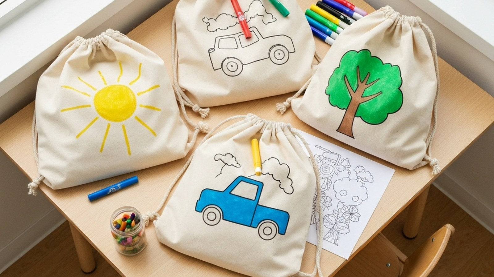 Color-Your-Own Back-to-School Bags: DIY Tote & Backpack Kit