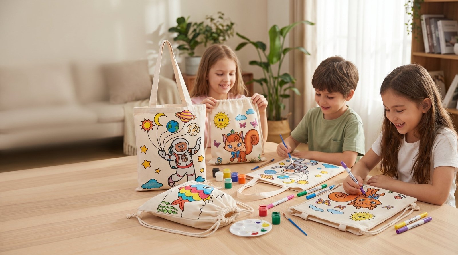 Coloring tote bags for kids parties, trips, and quiet days