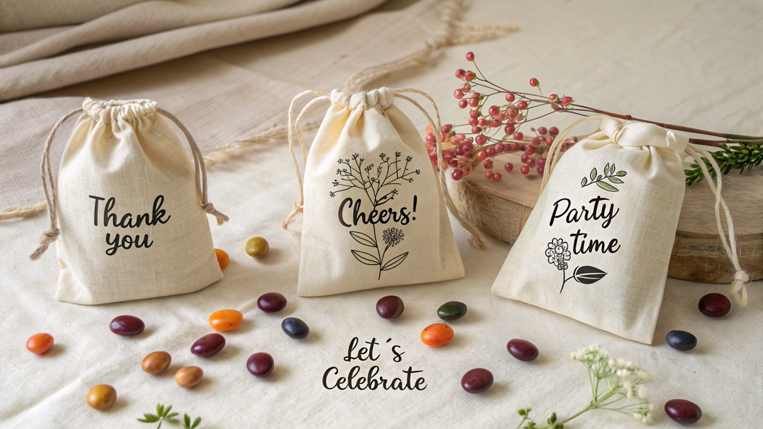 Personalized party favor bags with custom prints