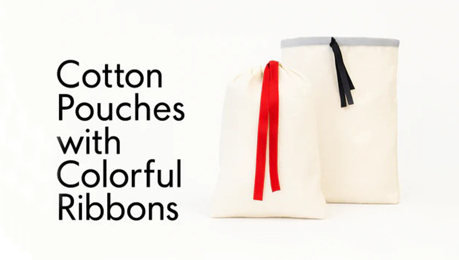 Cotton Pouches Colorful Ribbons