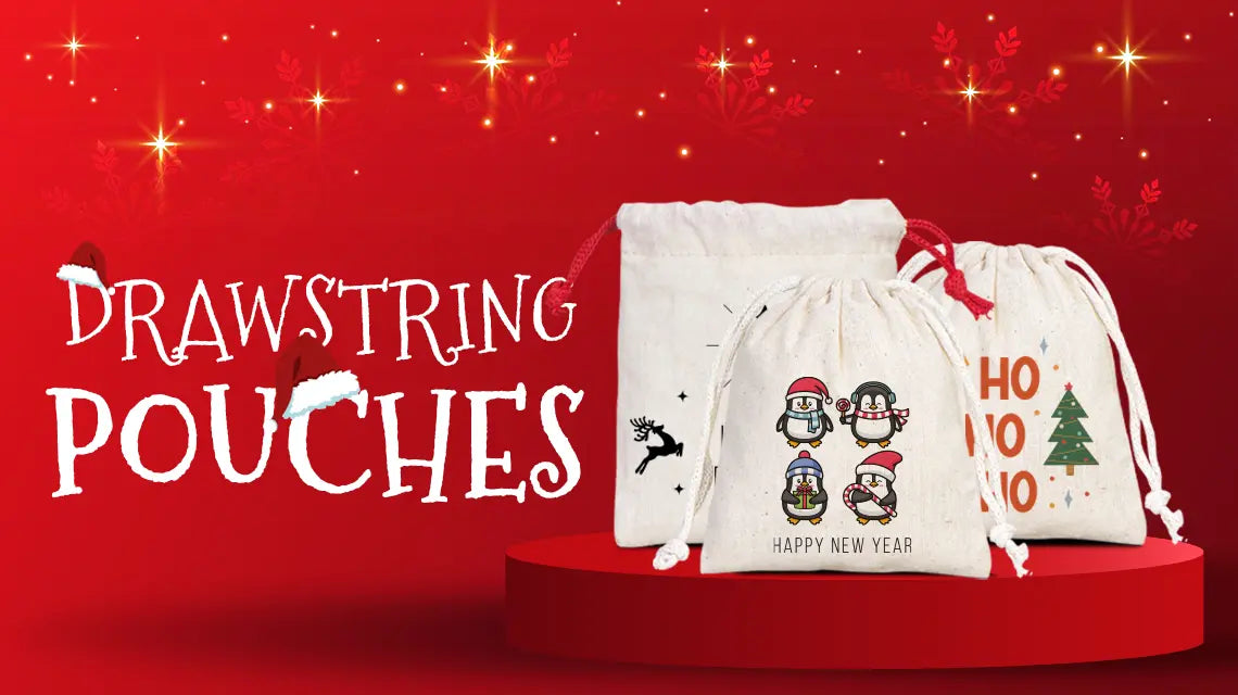 New Year Drawstring Pouches