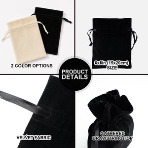 Personalized Black Velvet Drawstring Pouch – 6" × 8" (15 × 20 cm) - Pamusan.com