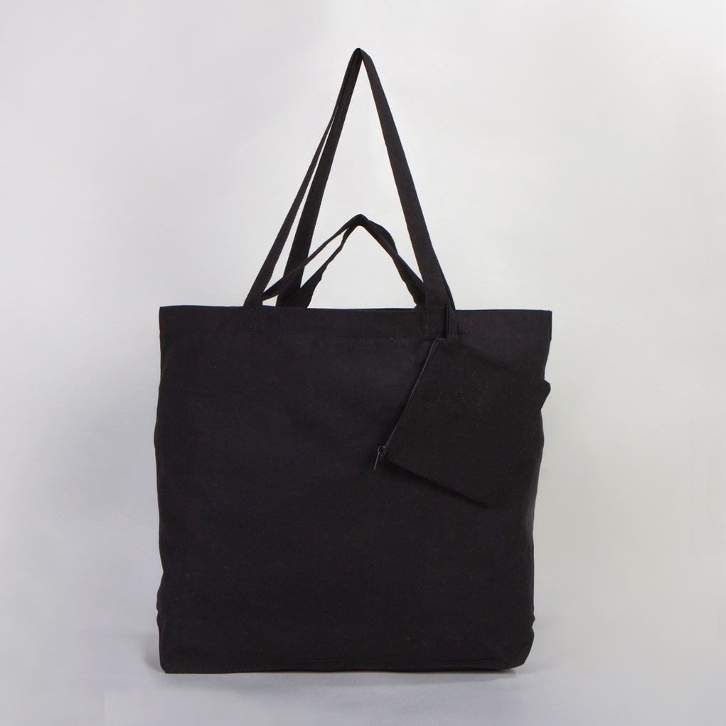 Foldable Shopping Bag - Black 16" W x 14" H x 4" L (48 cm x 41 cm x 10 cm)