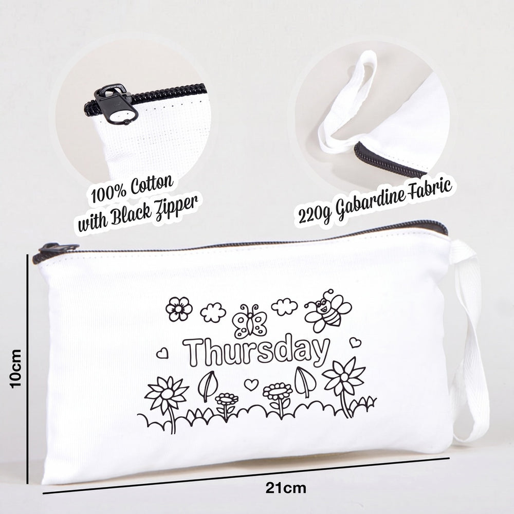 Paintable Pencil Case with Thursday Design – 8" × 4" - 6 oz - Pamusan.com