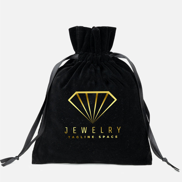 Personalized Black Velvet Drawstring Pouch – 6" × 8" (15 × 20 cm) - Pamusan.com