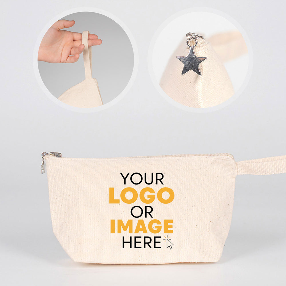 Canvas Clutch Pencil Case with Star Zipper Pull –  9" x 5" x 2"