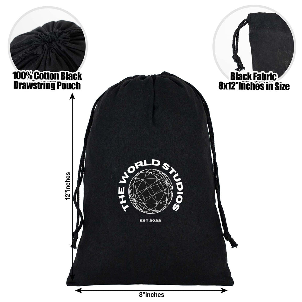 Fabric Pouch 8" W x 12" H – Black (customizable)