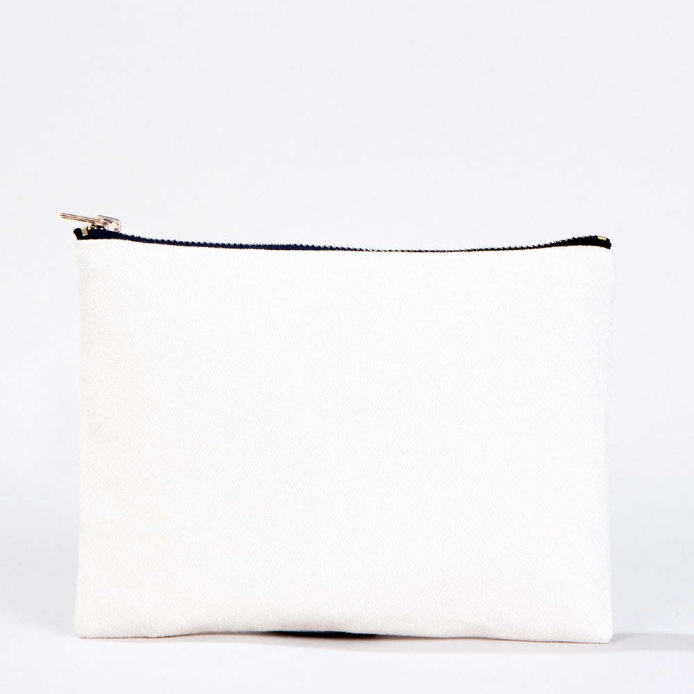 Clutch Bag White 8"x6" – Cotton Zipper Cosmetic & Makeup Pouch