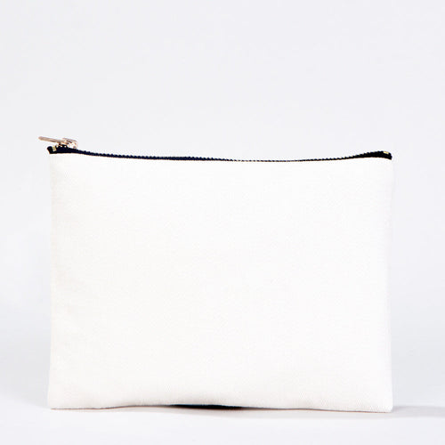 Clutch Bag White 8"x6" – Cotton Zipper Cosmetic & Makeup Pouch