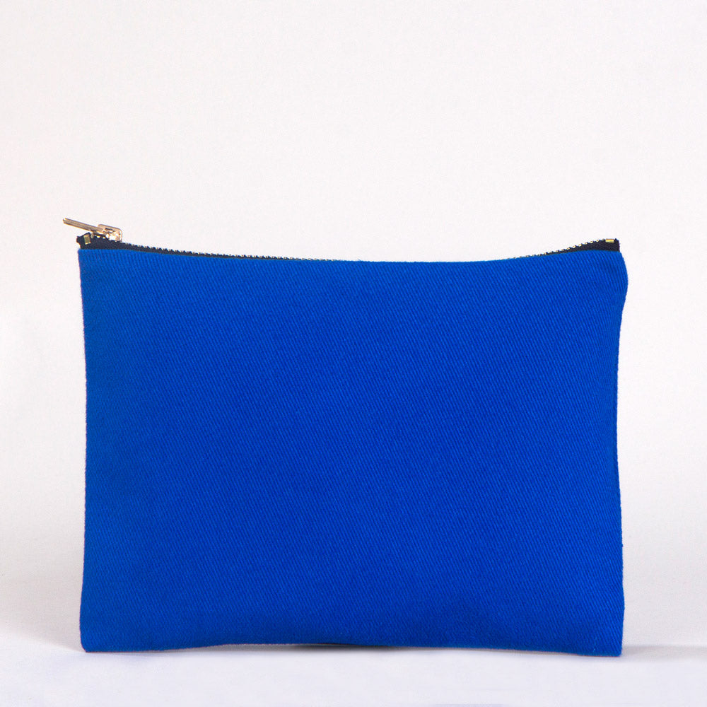 Clutch Bag Saks Blue – 8"x6" Cotton Zipper Cosmetic & Makeup Pouch