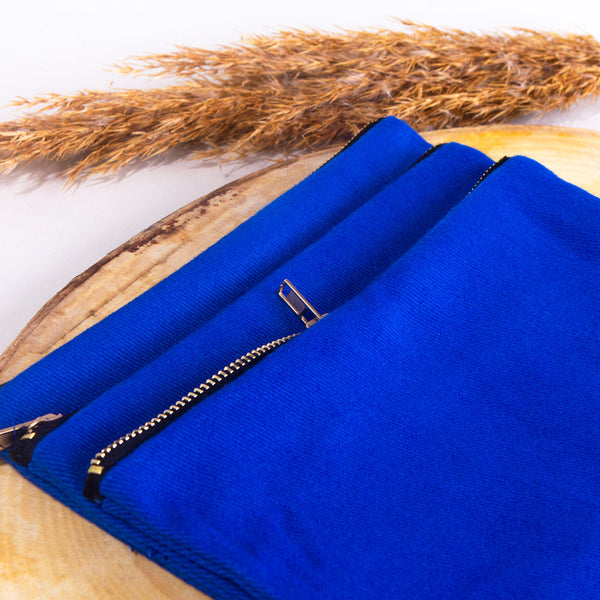 Clutch Bag Saks Blue – 8"x6" Cotton Zipper Cosmetic & Makeup Pouch