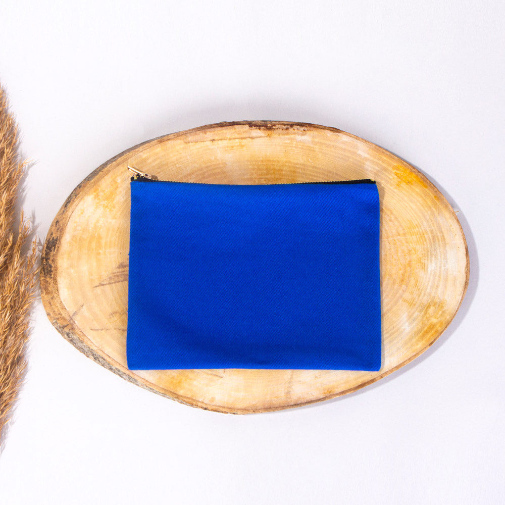 Clutch Bag Saks Blue – 8"x6" Cotton Zipper Cosmetic & Makeup Pouch