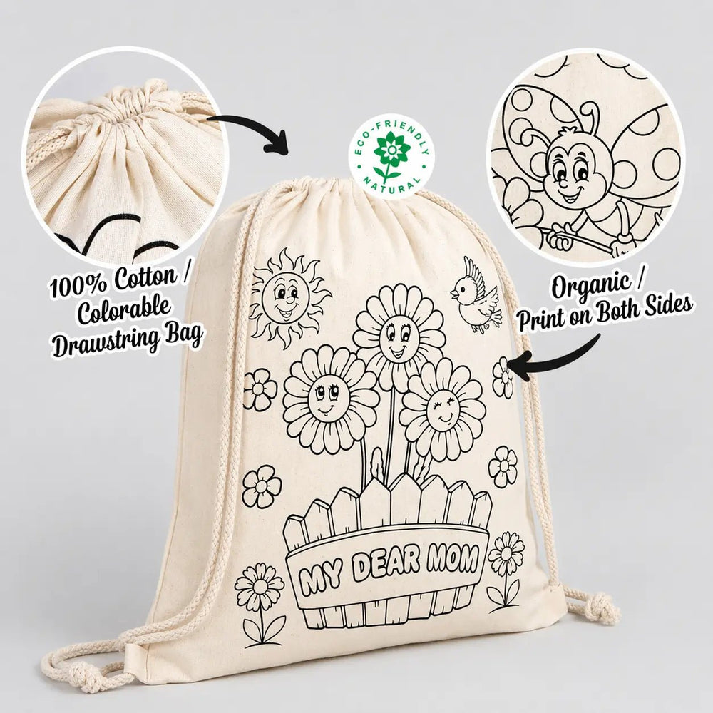 Honey Mommy Colorable Rope Drawstring Backpack 35×40 cm (14×16 in) Customizable - Pamusan.com