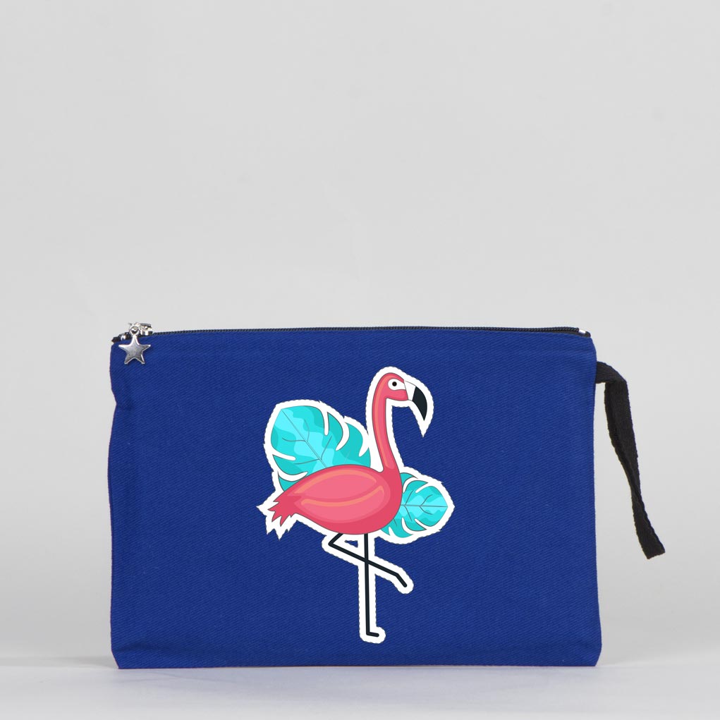 Blue Clutch Canvas Bag Lined  10"W x 7"H (25 cm x 18 cm) - Customize