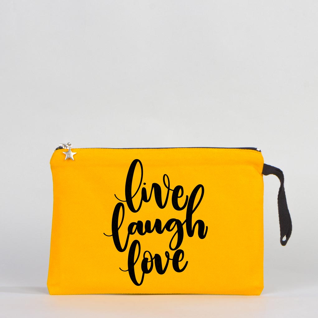 Yellow Clutch Canvas Bag Lined  10"W x 7"H (25 cm x 18 cm)  - (Customize)