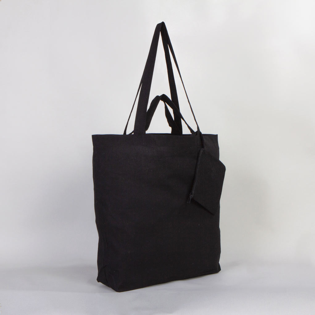 Foldable Shopping Bag - Black 16" W x 14" H x 4" L (48 cm x 41 cm x 10 cm)