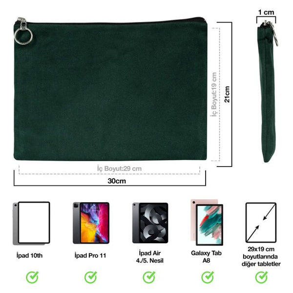 Ipad Portfolio Purse Pine Green (30x21 cm) With Base