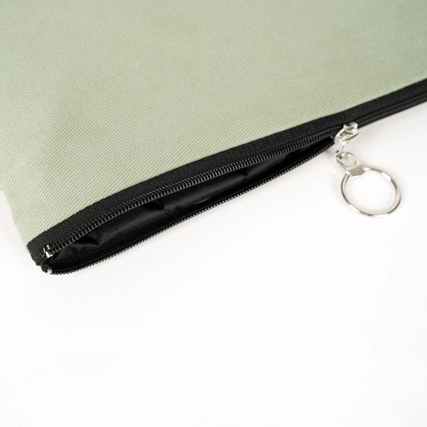 Mint Green Cotton Zippered Clutch Pouch – 12" × 8" (30 × 21 cm) – 10 oz Fabric