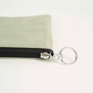 Mint Green Cotton Zippered Clutch Pouch – 12" × 8" (30 × 21 cm) – 10 oz Fabric