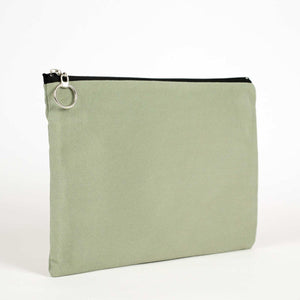 Mint Green Cotton Zippered Clutch Pouch – 12" × 8" (30 × 21 cm) – 10 oz Fabric
