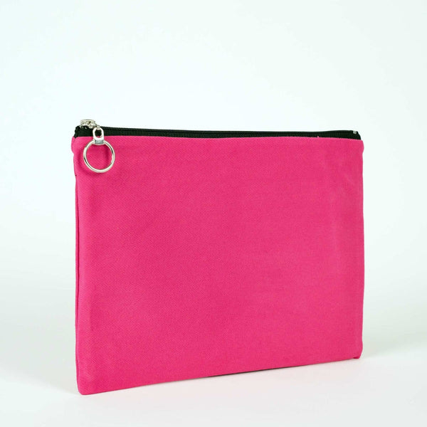Pink Cotton Zippered Clutch Pouch – 12" × 8" (30 × 21 cm) – 10 oz Fabric