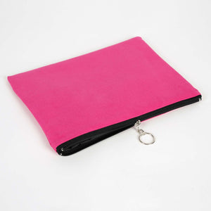 Pink Cotton Zippered Clutch Pouch – 12" × 8" (30 × 21 cm) – 10 oz Fabric