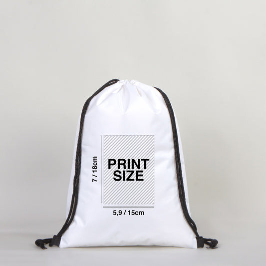 Polyester Drawstring Backpack 12" W x 18" H (32 cm x 45 cm)  -  White (Customize)