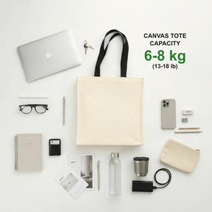 Large cotton canvas tote bag carry capacity 6-8 kg (13-18 lb)