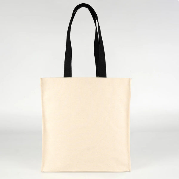 Blank large canvas tote bag 14.5"x14.5"x5.5" front view ready to customize