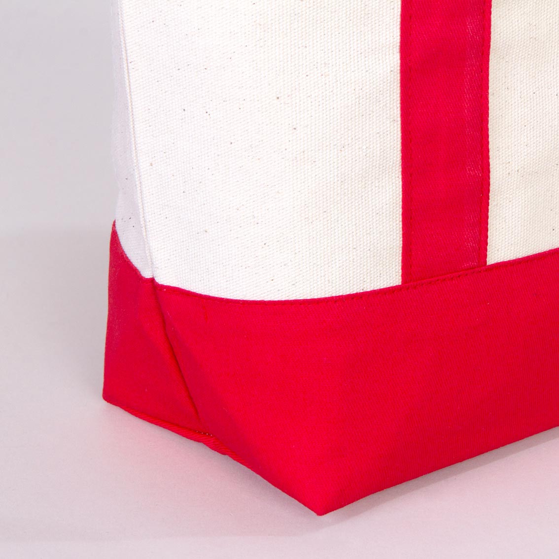 Large Canvas Tote Bag with Red Handles – 16"x14"x5" Eco-Friendly Cotton Shopping Bag