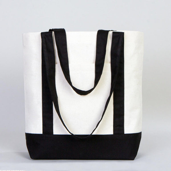 Black Canvas Tote Bag – Large 16"x14"x5", Eco-Friendly & Reusable