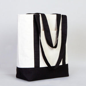 Black Canvas Tote Bag – Large 16"x14"x5", Eco-Friendly & Reusable
