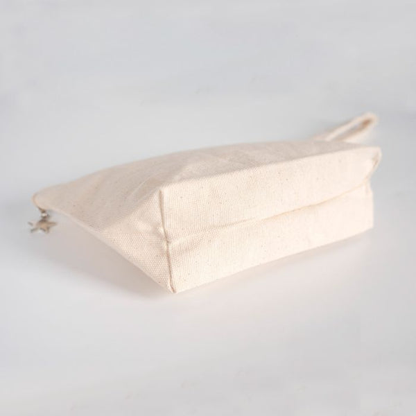 Canvas Clutch Pencil Case with Star Zipper Pull –  9" x 5" x 2"