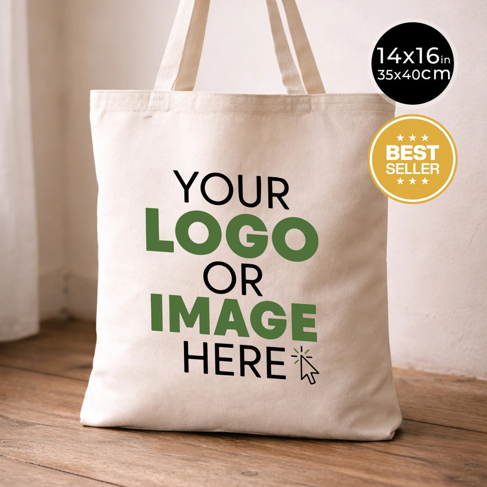 Custom Tote Bags With Logo – 6 oz Fabric Weight Cotton, Reusable & Printable