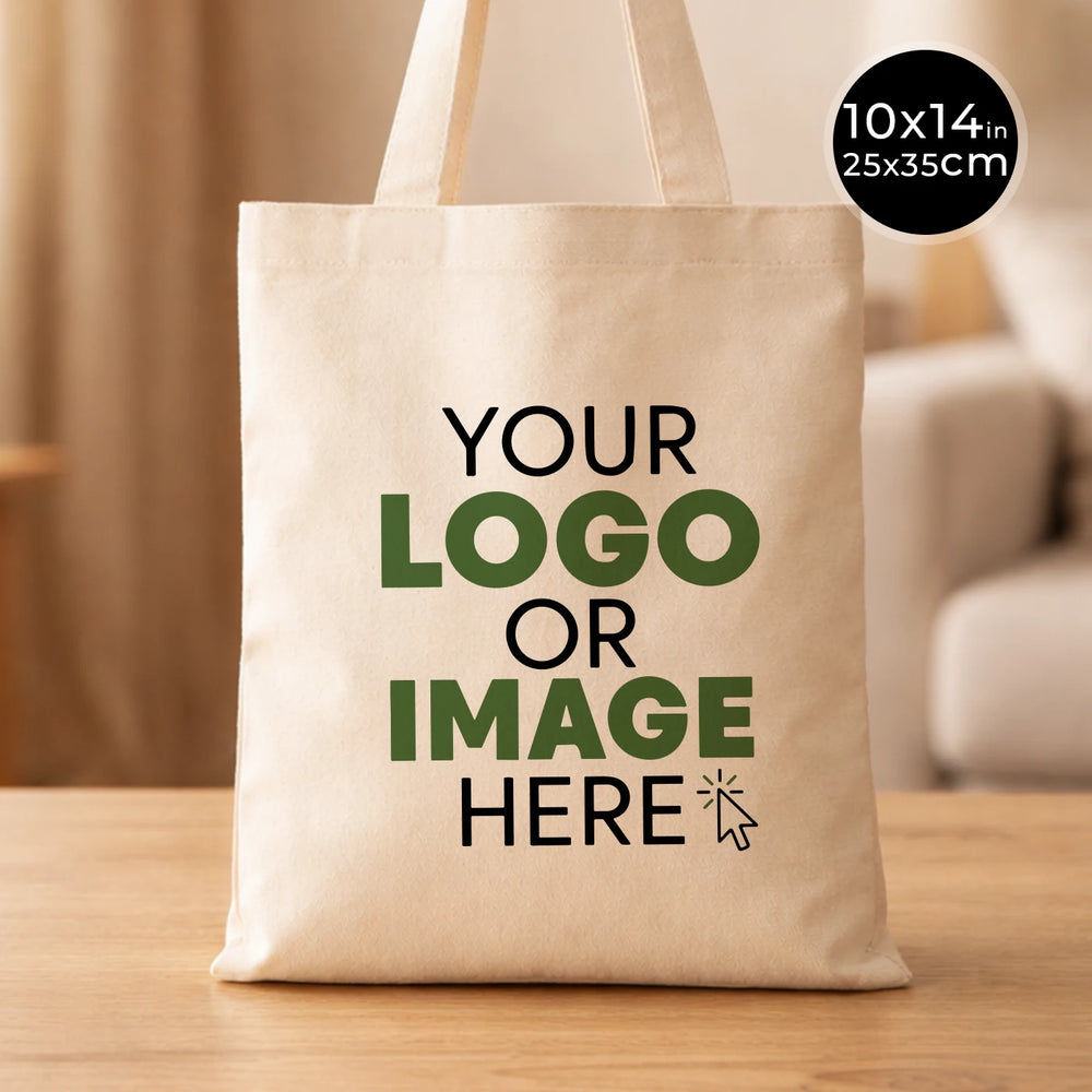 Custom Long Handle Tote Bag 10"x14" – 4.13 Oz - Mini Promotional & Shopping Bag