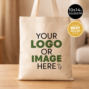 Custom Long Handle Tote Bag 10"x14" –   Mini Promotional & Shopping Bag