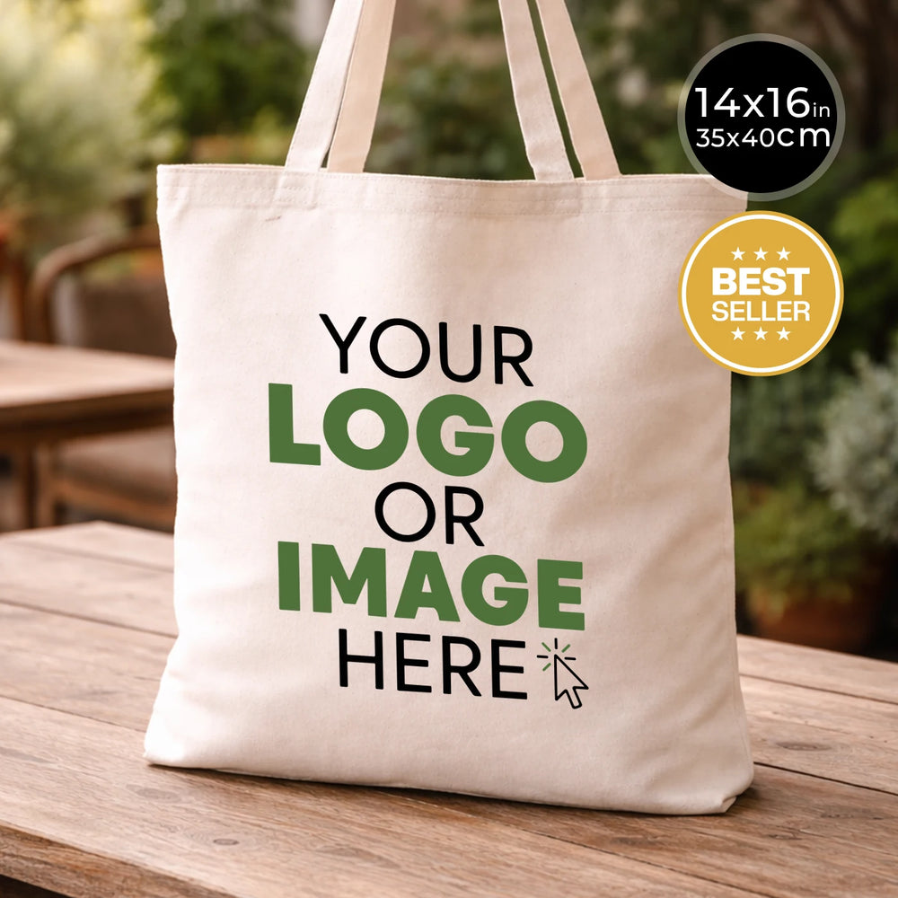 Custom Canvas Tote Bags – Add Your Logo or Photo -  Fabric Weight: 6 oz (220 gsm)