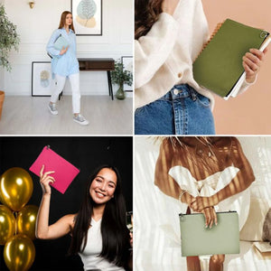 Mint Green Cotton Zippered Clutch Pouch – 12" × 8" (30 × 21 cm) – 10 oz Fabric