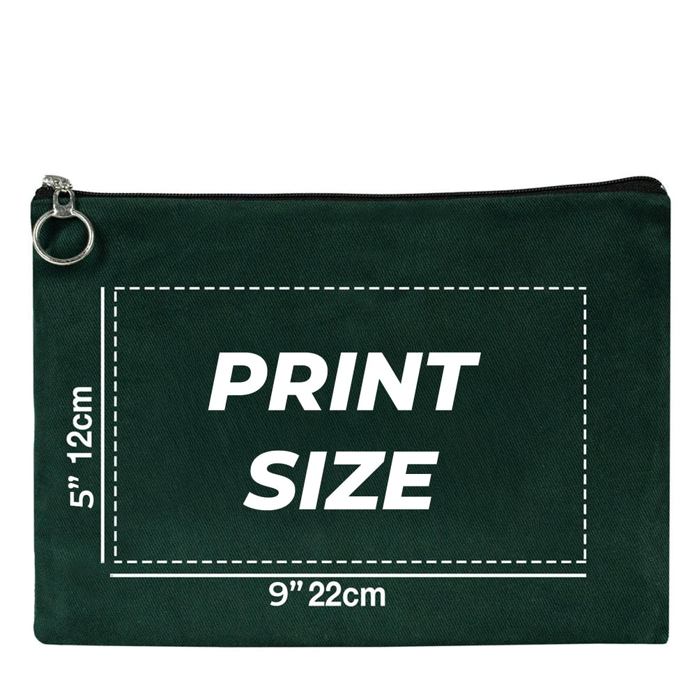 Personalized Pine Green Cotton Clutch Pouch – 12" × 8" (30 × 21 cm) – 10 oz Fabric