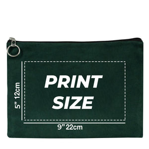 Personalized Pine Green Cotton Clutch Pouch – 12" × 8" (30 × 21 cm) – 10 oz Fabric