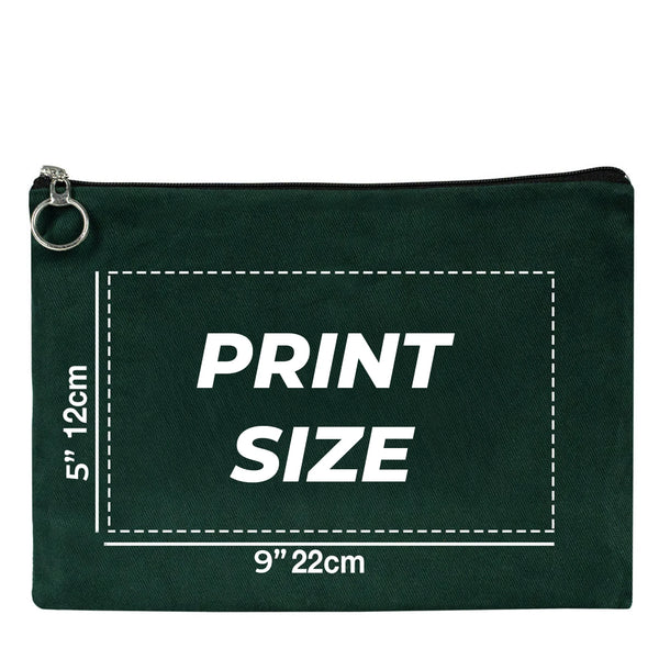 Personalized Pine Green Cotton Clutch Pouch – 12" × 8" (30 × 21 cm) – 10 oz Fabric