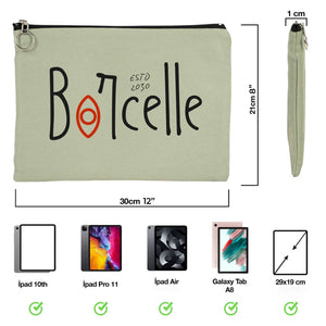 Personalized Mint Green Cotton Clutch Pouch – 12" × 8" (30 × 21 cm) – 10 oz Fabric