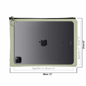 Mint Green Cotton Zippered Clutch Pouch – 12" × 8" (30 × 21 cm) – 10 oz Fabric