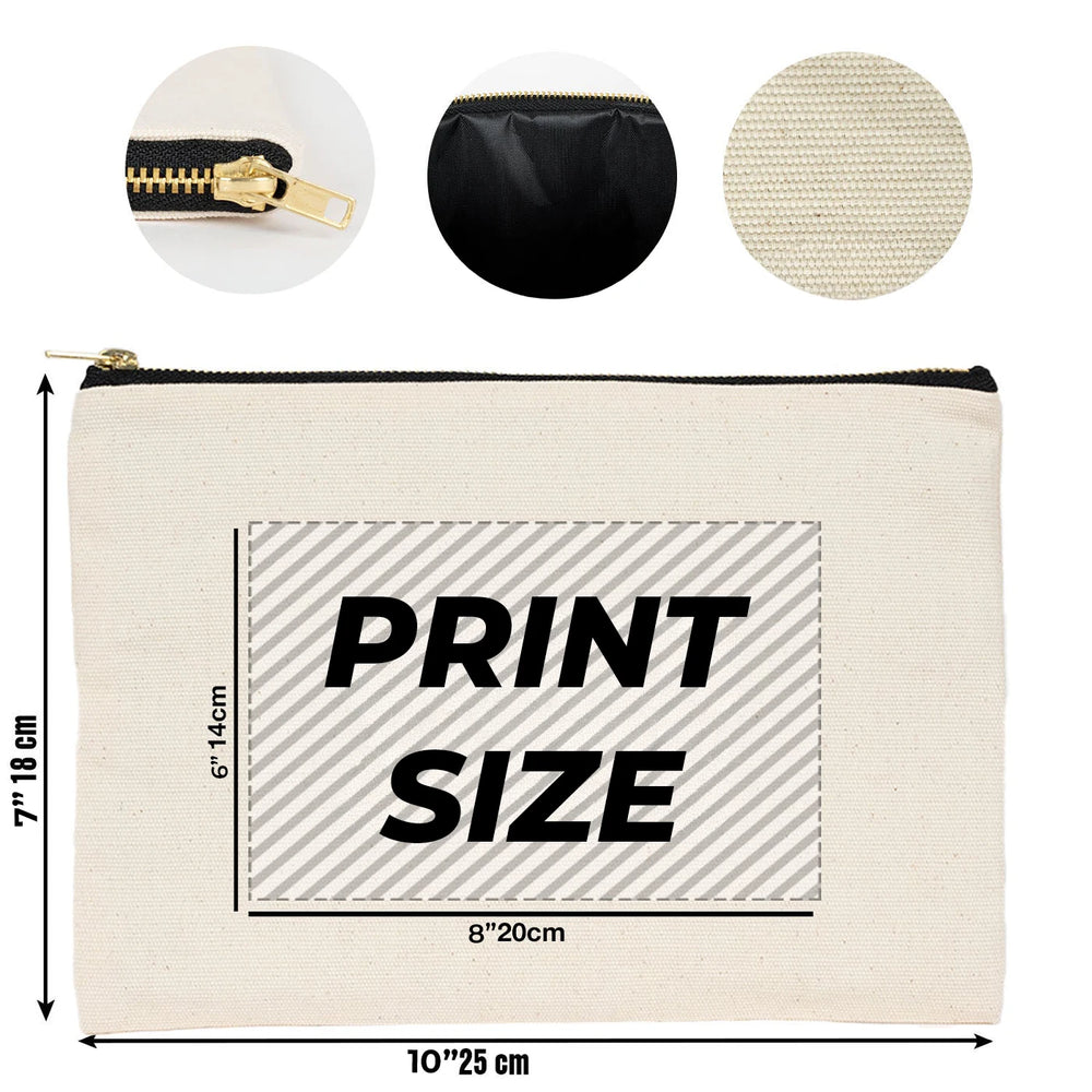 Custom Printed Natural Canvas Clutch Pouch – 10" × 7" (25 × 18 cm) – 10 oz - Pamusan.com