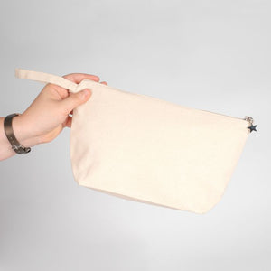 Canvas Clutch Pencil Case with Star Zipper Pull –  9" x 5" x 2"