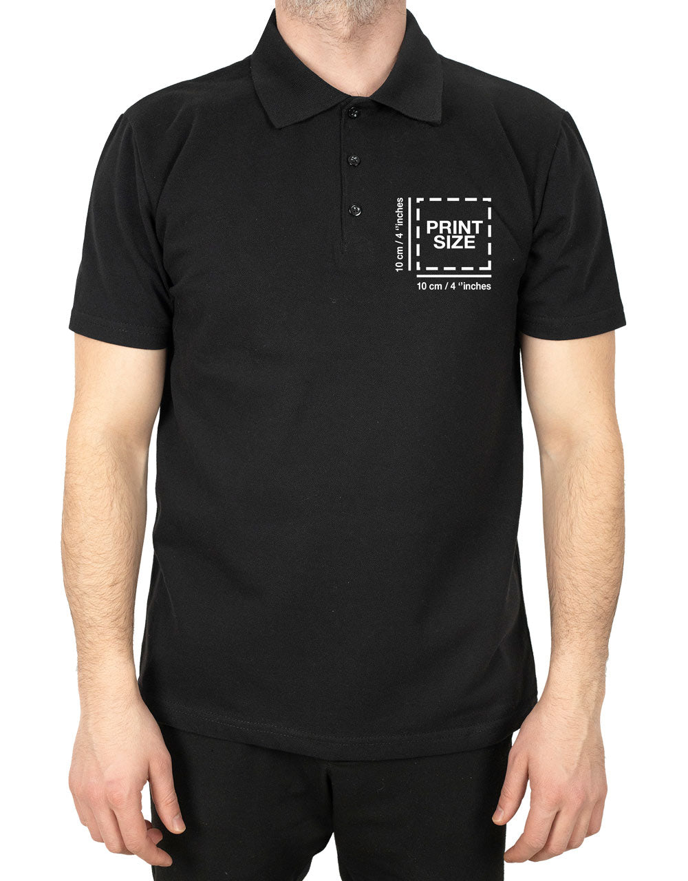 Polo Collar Black T-Shirt - Digital Print